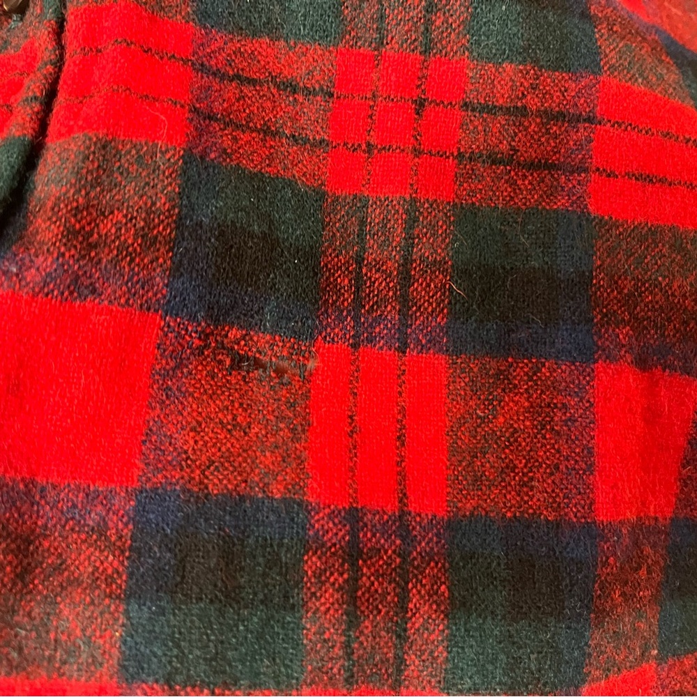 60's Pendleton Red & Green Plaid Wool Button Up Shirt - Picture 9 of 10